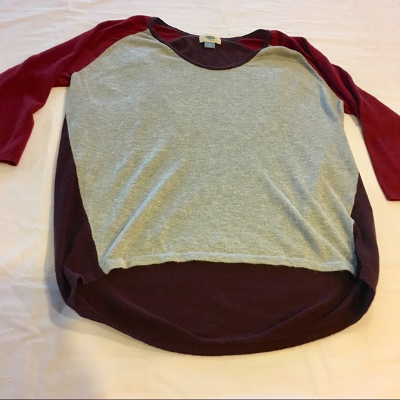 Old Navy Small Grey Maroon Color Block Blouse Top - Picture 8 of 8